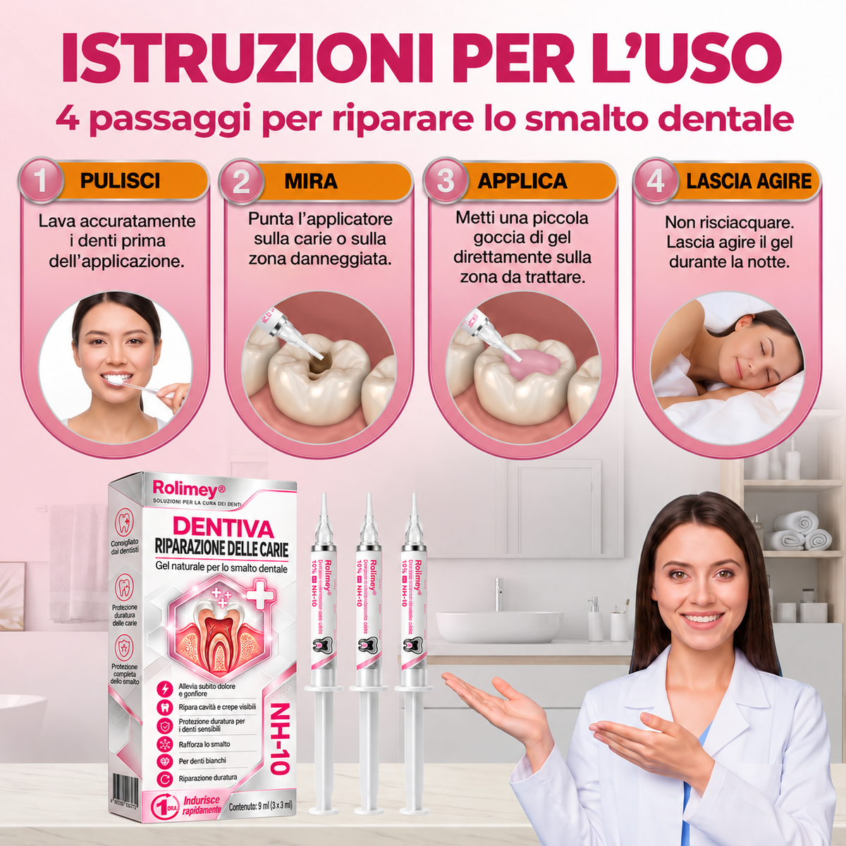 🧑‍⚕️ Rolimey® DenPerm – Gel remineralizzante per smalto e carie