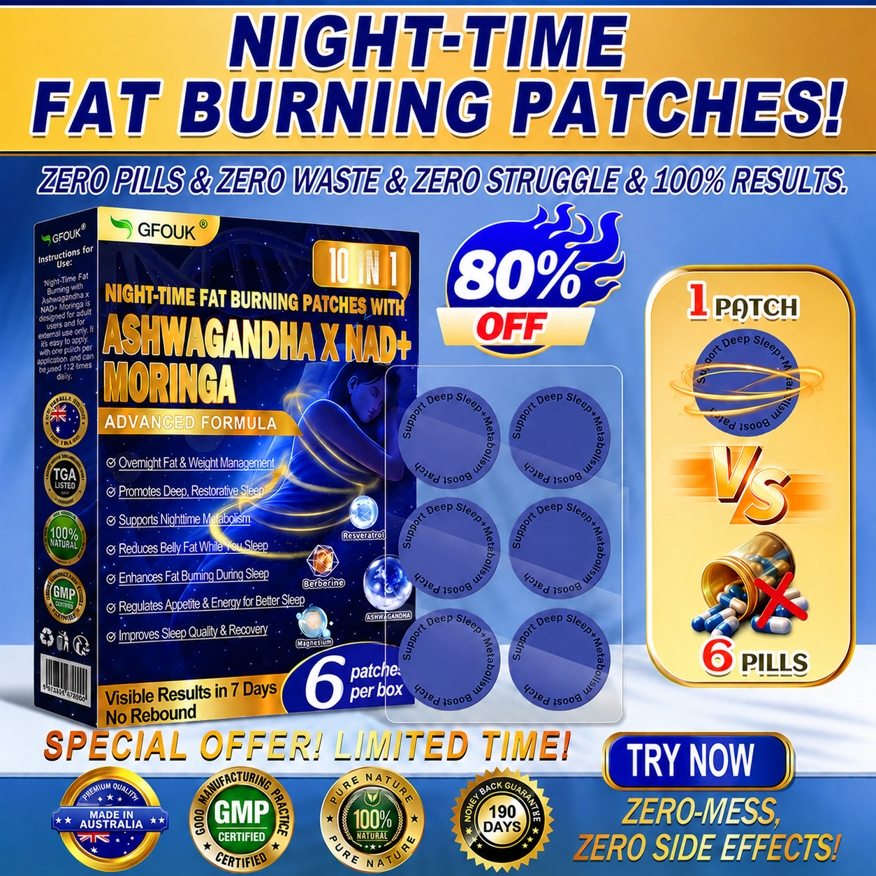 𝙂𝙁𝙊𝙐𝙆® NIGHT-TIME FAT BURNING PATCHES! ZERO PILLS & ZERO WASTE & ZERO STRUGGLE & 100% RESULTS.